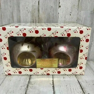 Dillard’s Set of 2 Blown Pink and Gold Ornaments for Christmas